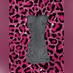 Guess Black & White Striped Strapless Mini Dress